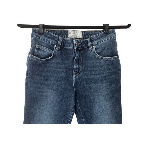 Free People Jeans Womens Size W 27R Wide Leg Flare Raw Hem Mid Rise Medium Wash - Picture 2 of 13